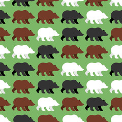 Bears seamless pattern. background of wild Grizzly. Flock of wil