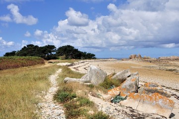 Sentier pédestre sur l'île aux femmes à Port-Blanc en Bretagne