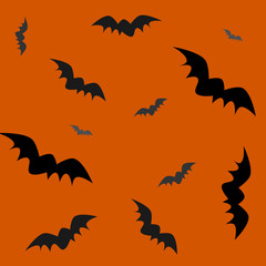 Shapes of the bats on the orange background