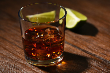 Glass of cocktail on the bar counter