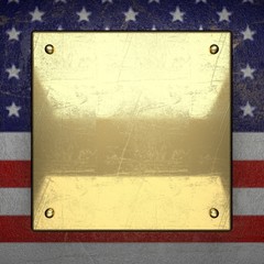 golden background painted to US flag