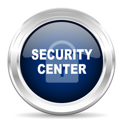 security center cirle glossy dark blue web icon on white background