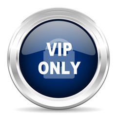 vip only cirle glossy dark blue web icon on white background