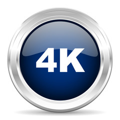 4k cirle glossy dark blue web icon on white background
