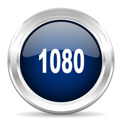 1080 cirle glossy dark blue web icon on white background
