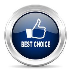 best choice cirle glossy dark blue web icon on white background