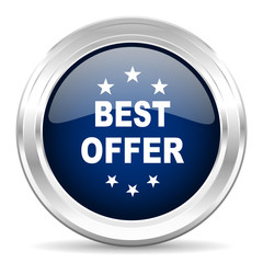 best offer cirle glossy dark blue web icon on white background