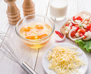 Omelette ingredients.
