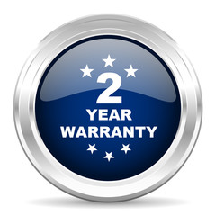 warranty guarantee 2 year cirle glossy dark blue web icon on white background
