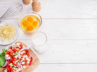 Omelette ingredients.