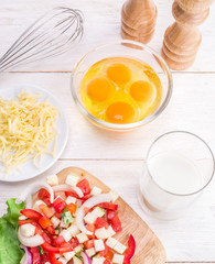 Omelette ingredients.
