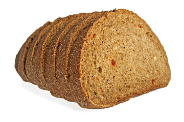 Slices of fresh rye bread isolated on white background