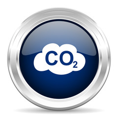 carbon dioxide cirle glossy dark blue web icon on white background