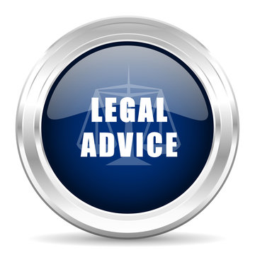 legal advice cirle glossy dark blue web icon on white background