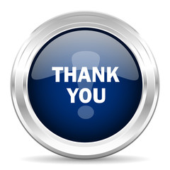 thank you cirle glossy dark blue web icon on white background