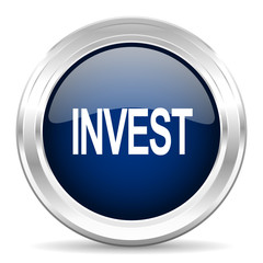 nvest cirle glossy dark blue web icon on white background