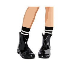 Black lacquered boots - vector illustration - 93133981
