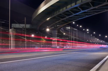 Wall murals Highway at night Motorway and elevated road