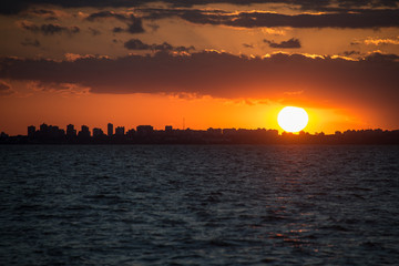 Buenos Aires Cityscape Sunet. Sailing South America, Argentina.