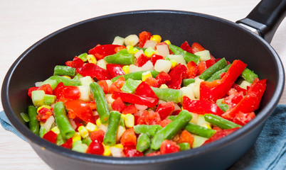 Mixed vegetables in a frying pan