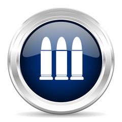 ammunition cirle glossy dark blue web icon on white background