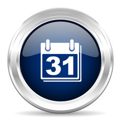 Obraz premium calendar cirle glossy dark blue web icon on white background