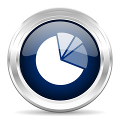 diagram cirle glossy dark blue web icon on white background