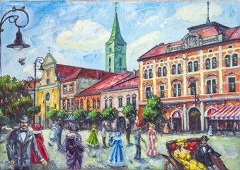 oil painting old church