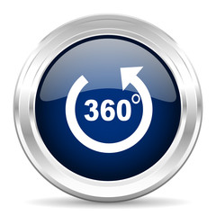 panorama cirle glossy dark blue web icon on white background