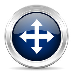 arrow cirle glossy dark blue web icon on white background