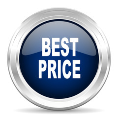 best price cirle glossy dark blue web icon on white background