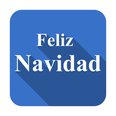 Icono cuadrado plano texto Feliz Navidad azul