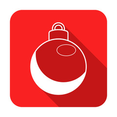 Icono plano cuadrado bola de navidad rojo