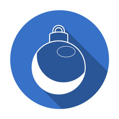 Icono plano redondo bola de navidad azul