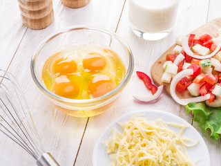 Omelette ingredients.