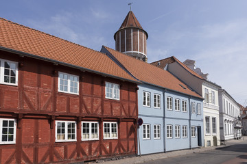 Obraz premium Rot-blaue Häuser