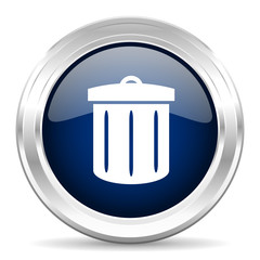 recycle cirle glossy dark blue web icon on white background