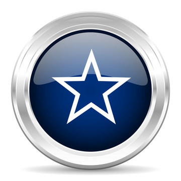 star cirle glossy dark blue web icon on white background
