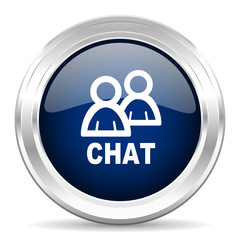 chat cirle glossy dark blue web icon on white background