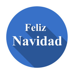 Icono redondo plano texto Feliz Navidad azul