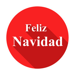 Icono redondo plano texto Feliz Navidad rojo