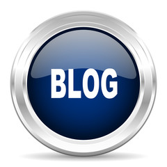 blog cirle glossy dark blue web icon on white background