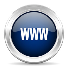 www cirle glossy dark blue web icon on white background