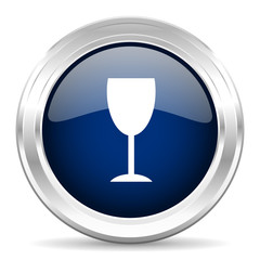 alcohol  cirle glossy dark blue web icon on white background