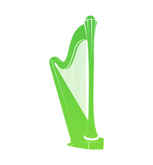 Celtic Harp Isolated on white, Vector Illustration of National Irish Musical Instrument