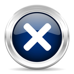 cancel cirle glossy dark blue web icon on white background