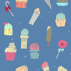 pattern of ice-creams and ice-lolly