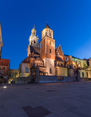 Fototapeta na wymiar Morning view of the cathedral of St Stanislaw and St Vaclav on the Wawel Hill, Krakow, Poland.