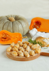 homemade pumpkin gnocchi ready for cooking