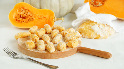 homemade pumpkin gnocchi ready for cooking